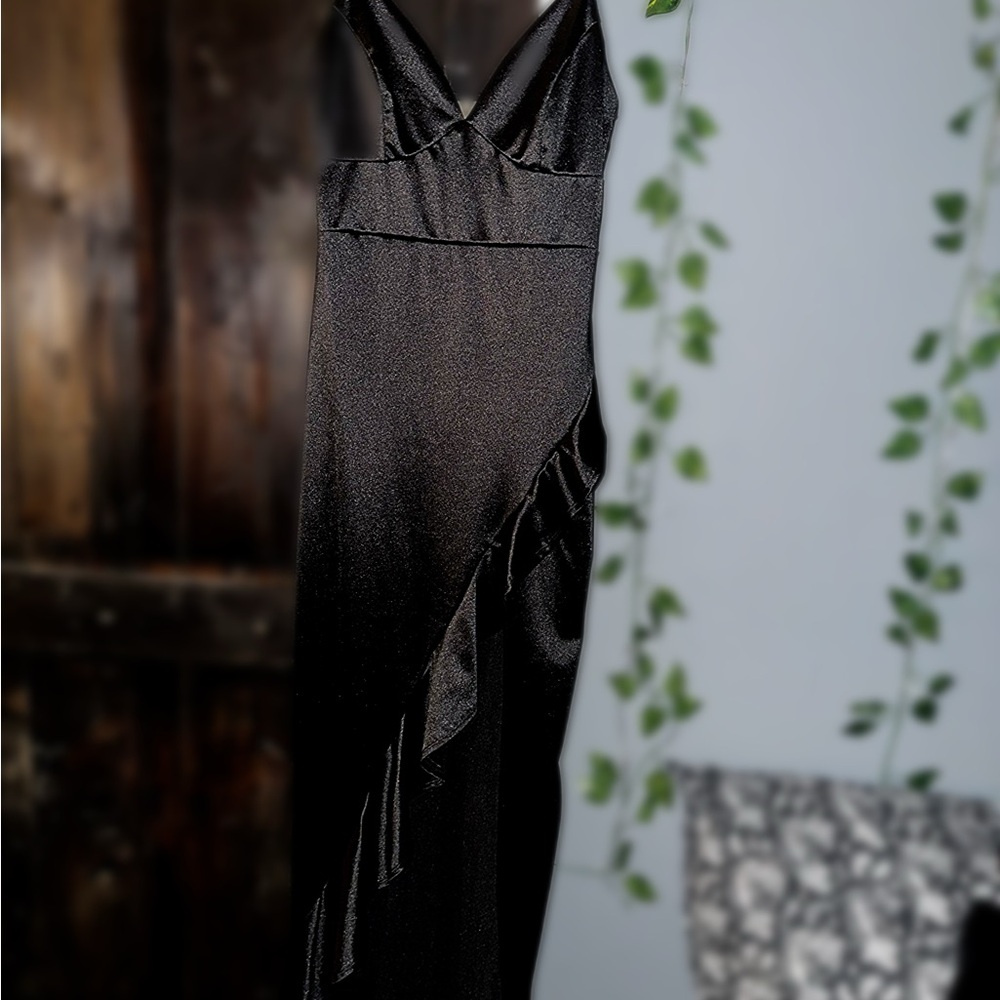 Elegant Black Satin Dress